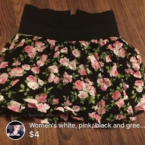 Pink and black flowered skirt